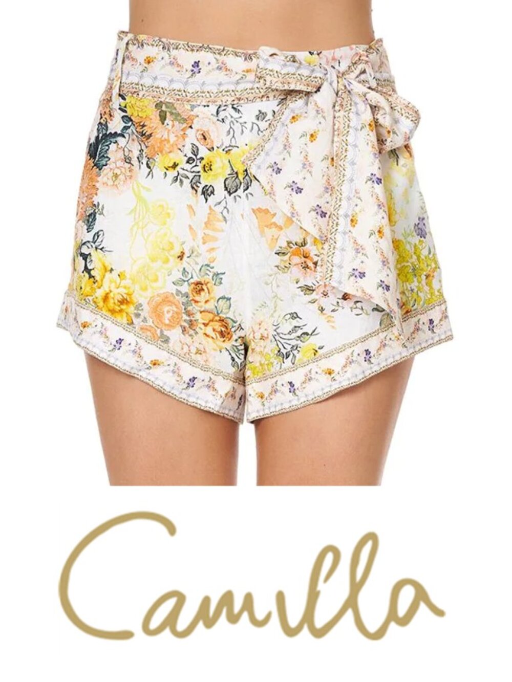 Camilla In The Hills Of Tuscany Tie Detail High Cut Shorts Size S b71E